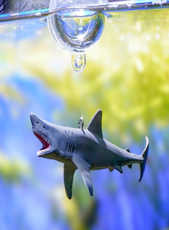 HIERYAN Mini Floating Shark Fish Tank Decorations, Realistic Resin Aquarium Ornaments with Adjustable Height, Cute Underwater Decor for Fish Tank, 2 Pack - Image 1